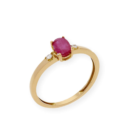 Anillo Victoria en Oro 18k con Diamantes y Rubí