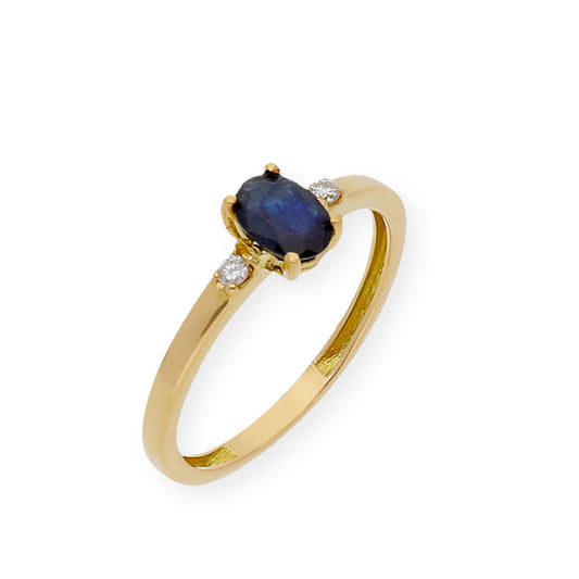 Anillo Victoria en Oro 18k con Diamantes y Zafiro