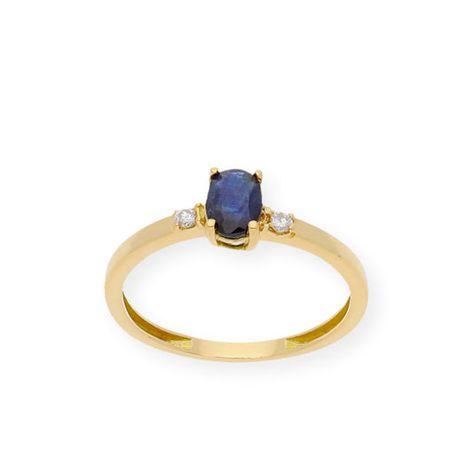 Anillo Victoria en Oro 18k con Diamantes y Zafiro