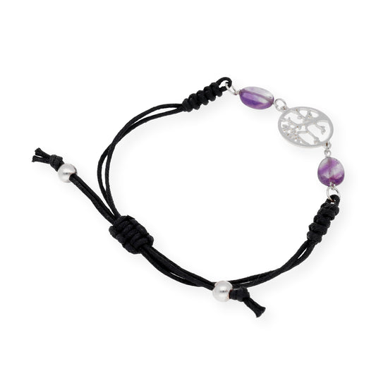 Pulsera Árbol de la Vida en Plata de Ley con Amatistas