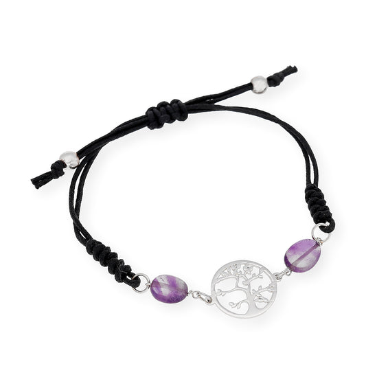 Pulsera Árbol de la Vida en Plata de Ley con Amatistas