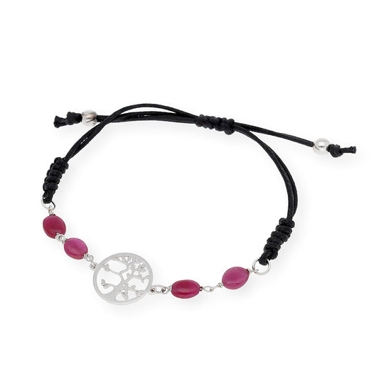 Pulsera Árbol de la Vida en Plata de Ley con Rubíes