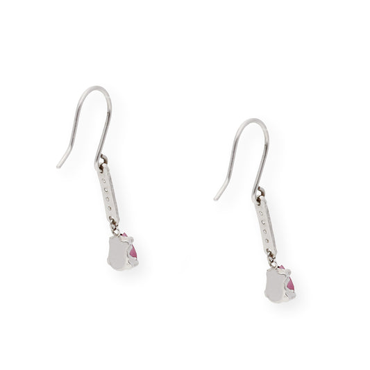 Pendientes Destello en Oro blanco 18k con Diamantes y Rubíes