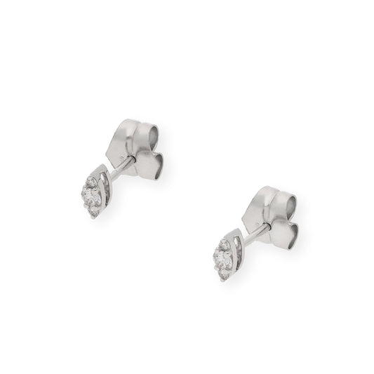 Pendientes de Oro Blanco 18k y Diamantes Diseño de Hoja