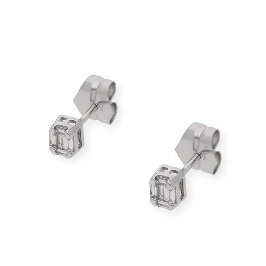 Pendientes baguette de Oro Blanco 18k y Diamantes