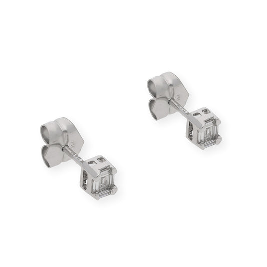 Pendientes baguette de Oro Blanco 18k y Diamantes