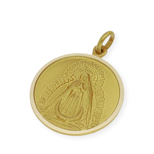 Medalla Virgen de la Soledad con cerco grande en Oro 18k