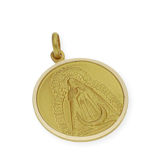 Medalla Virgen de la Soledad con cerco grande en Oro 18k
