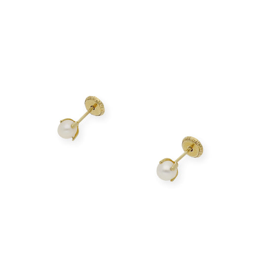 Pendientes Bebé Oro Y Perlas en Patillas 4 mm