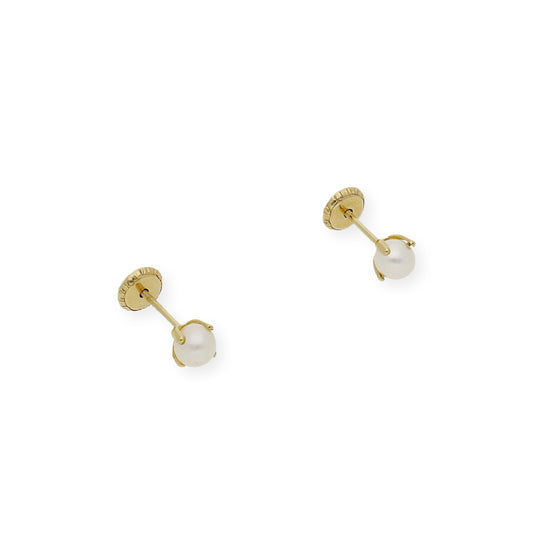 Pendientes Bebé Oro Y Perlas en Patillas 4 mm