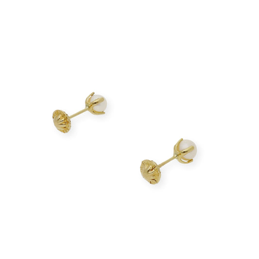 Pendientes Bebé Oro Y Perlas en Patillas 4 mm