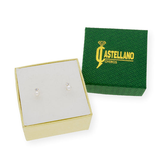 Pendientes Bebé Oro con Perlas de 4.20 mm y circonita