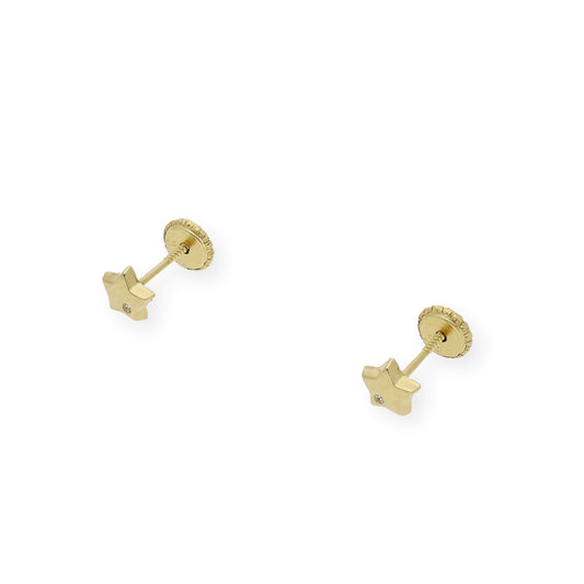 Pendientes bebé estrella y circonita Oro amarillo 18K