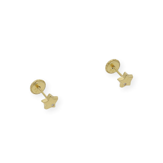 Pendientes bebé estrella y circonita Oro amarillo 18K