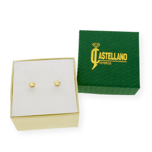 PENDIENTES FLOR BEBÉ EN ORO 18K Y CIRCONITAS