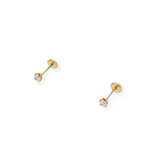 Pendientes Bebé Oro y Circonita de 2.70 mm en Patillas