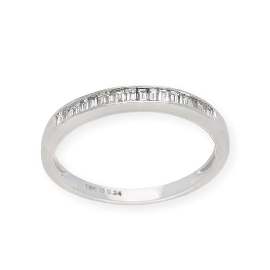 Anillo de Diamantes talla Baguette en Oro Blanco 18k