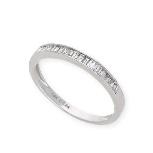 Anillo de Diamantes talla Baguette en Oro Blanco 18k