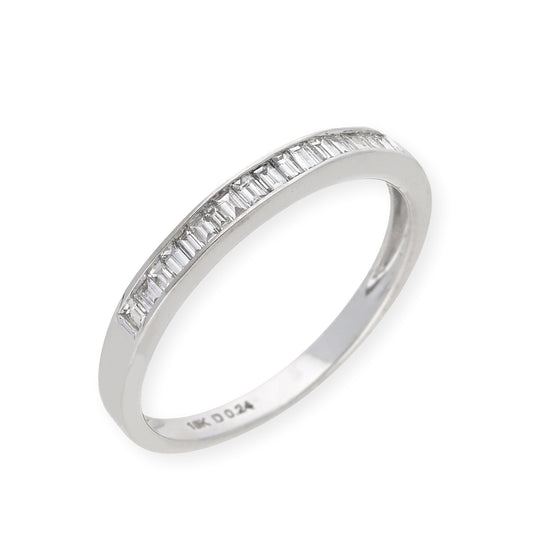 Anillo de Diamantes talla Baguette en Oro Blanco 18k