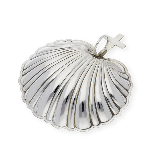 Concha de Bautismo de Plata de Ley 925 Tamaño Peq con Diseño