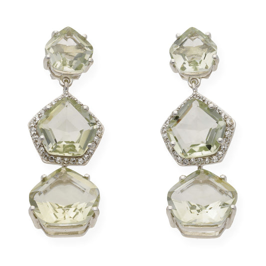 Pendientes Trío en plata de ley 925 con Circonitas y Olivinas