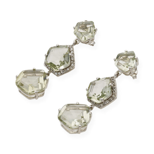 Pendientes Trío en plata de ley 925 con Circonitas y Olivinas