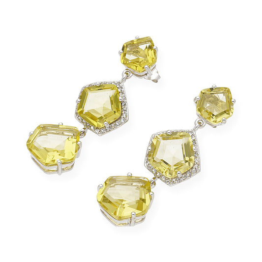 Pendientes Trío en plata de ley 925 con Circonitas y Topacio limón