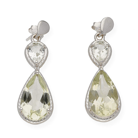 Pendientes Promesa en plata de ley 925 y Olivinas