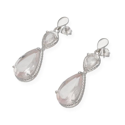 Pendientes Promesa en plata de ley 925 y Cuarzo Rosa