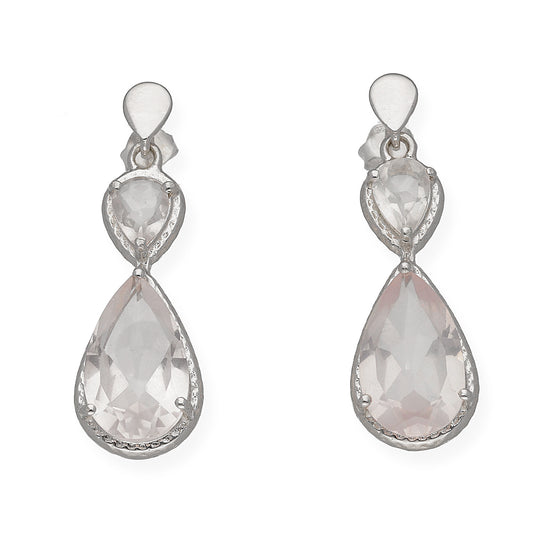 Pendientes Promesa en plata de ley 925 y Cuarzo Rosa