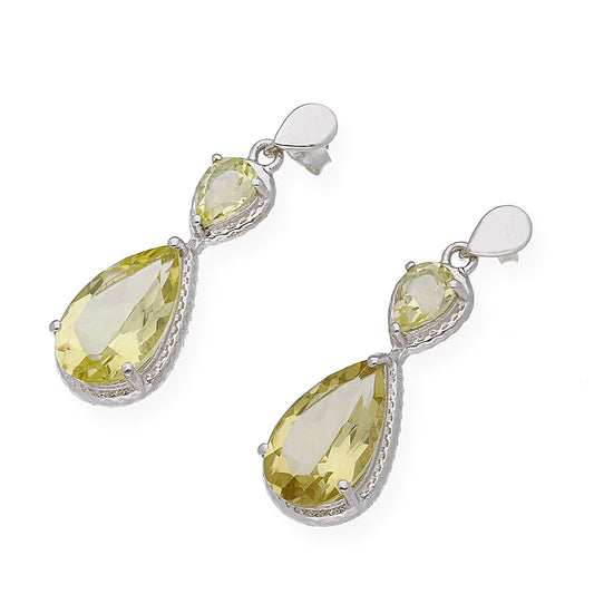 Pendientes Promesa en plata de ley 925 y Topacio Limón