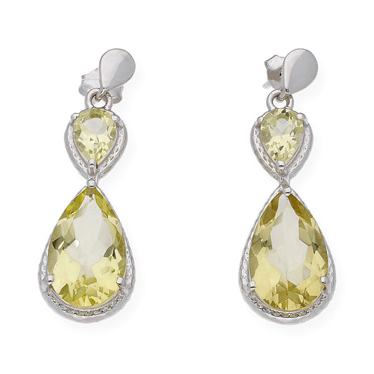 Pendientes Promesa en plata de ley 925 y Topacio Limón