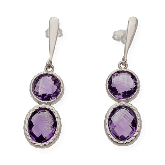 Pendientes Eclipse en plata de ley 925 con Amatistas