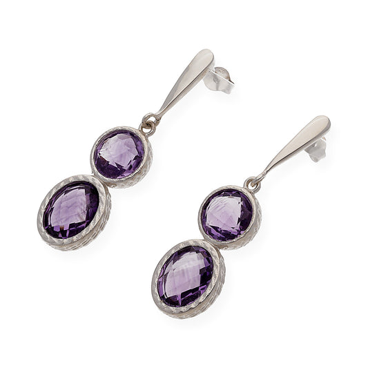 Pendientes Eclipse en plata de ley 925 con Amatistas