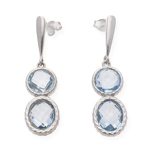Pendientes Eclipse en plata de ley 925 con Topacio Azul