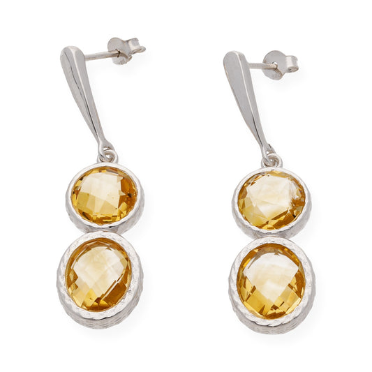 Pendientes Eclipse en plata de ley 925 con Cuarzos Citrinos