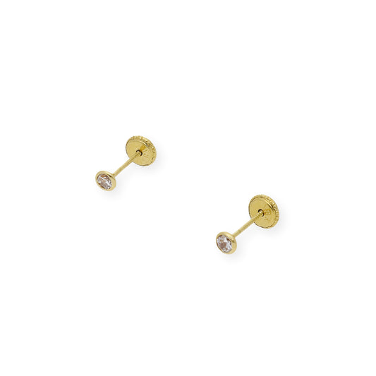 Pendientes bebé chatón y circonita  Oro amarillo 18K