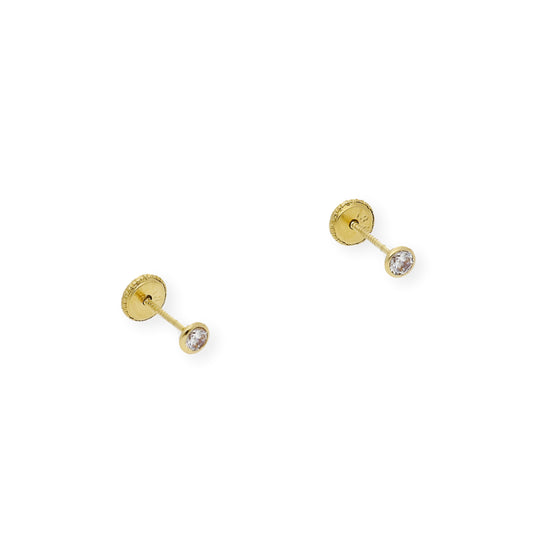 Pendientes bebé chatón y circonita  Oro amarillo 18K