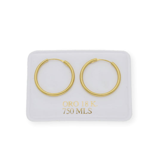 Pendientes Aro media caña 19.18 mm en Oro 18k