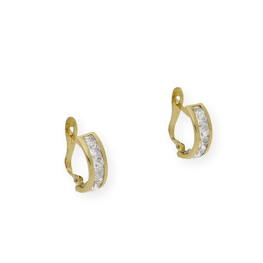 Pendientes medio aro circonita 18k