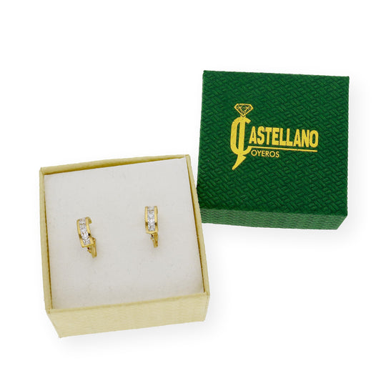 Pendientes medio aro circonita 18k