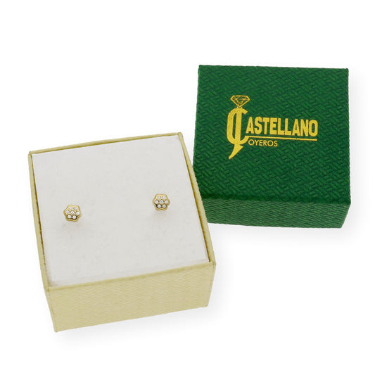 Pendientes bebé flor Oro amarillo 18K y circonitas