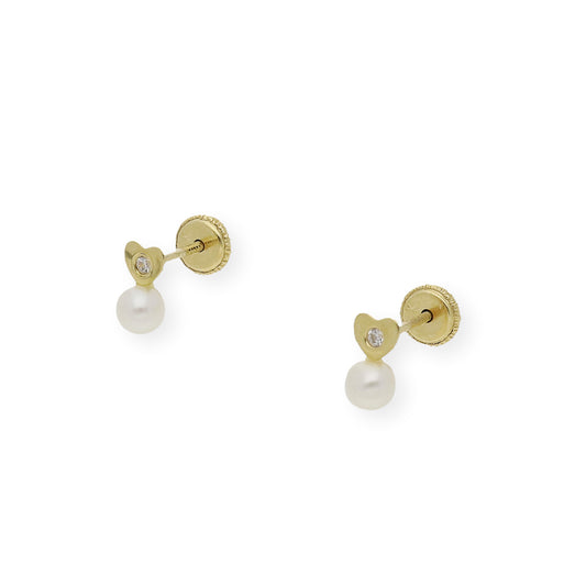 PENDIENTES ERIS BEBÉ EN ORO 18K PERLAS Y CIRCONITA