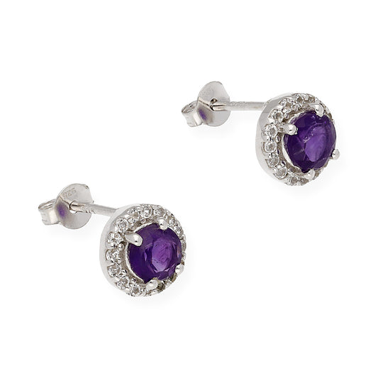 Pendientes Bella en Plata de ley 925 con Amatistas y Circonitas