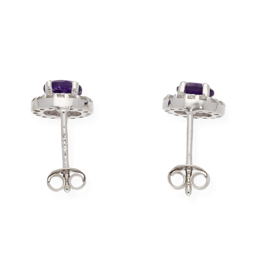 Pendientes Bella en Plata de ley 925 con Amatistas y Circonitas