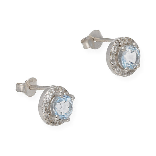Pendientes Bella en Plata de ley 925 con Topacio azul y Circonitas