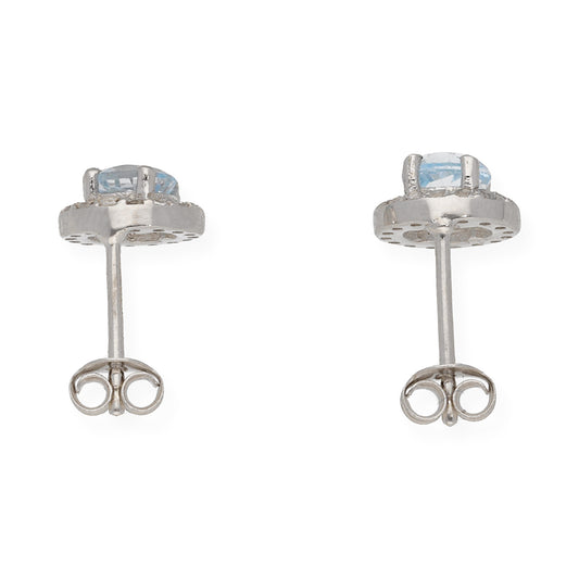 Pendientes Bella en Plata de ley 925 con Topacio azul y Circonitas