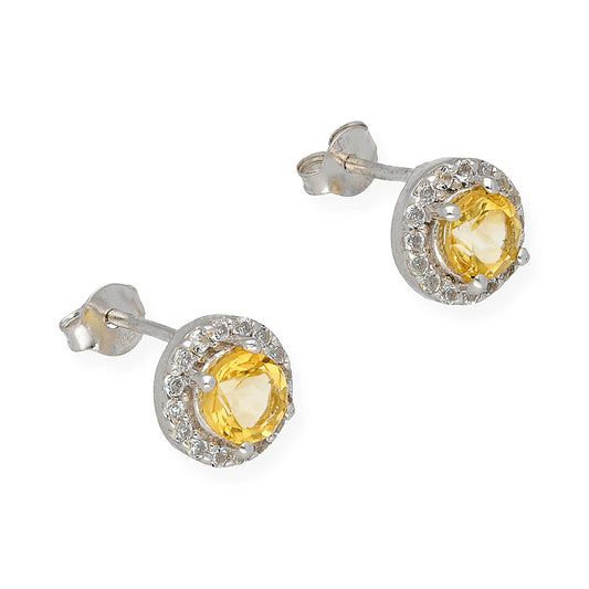 Pendientes Bella en Plata de ley 925 con Cuarzo Citrino y Circonitas