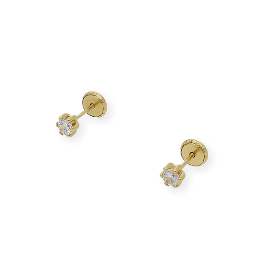 Pendientes de oro amarillo 3.00 mm de seis patillas circonitas