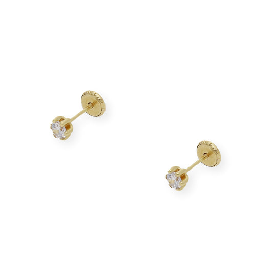 Pendientes de oro amarillo 3.00 mm de seis patillas circonitas